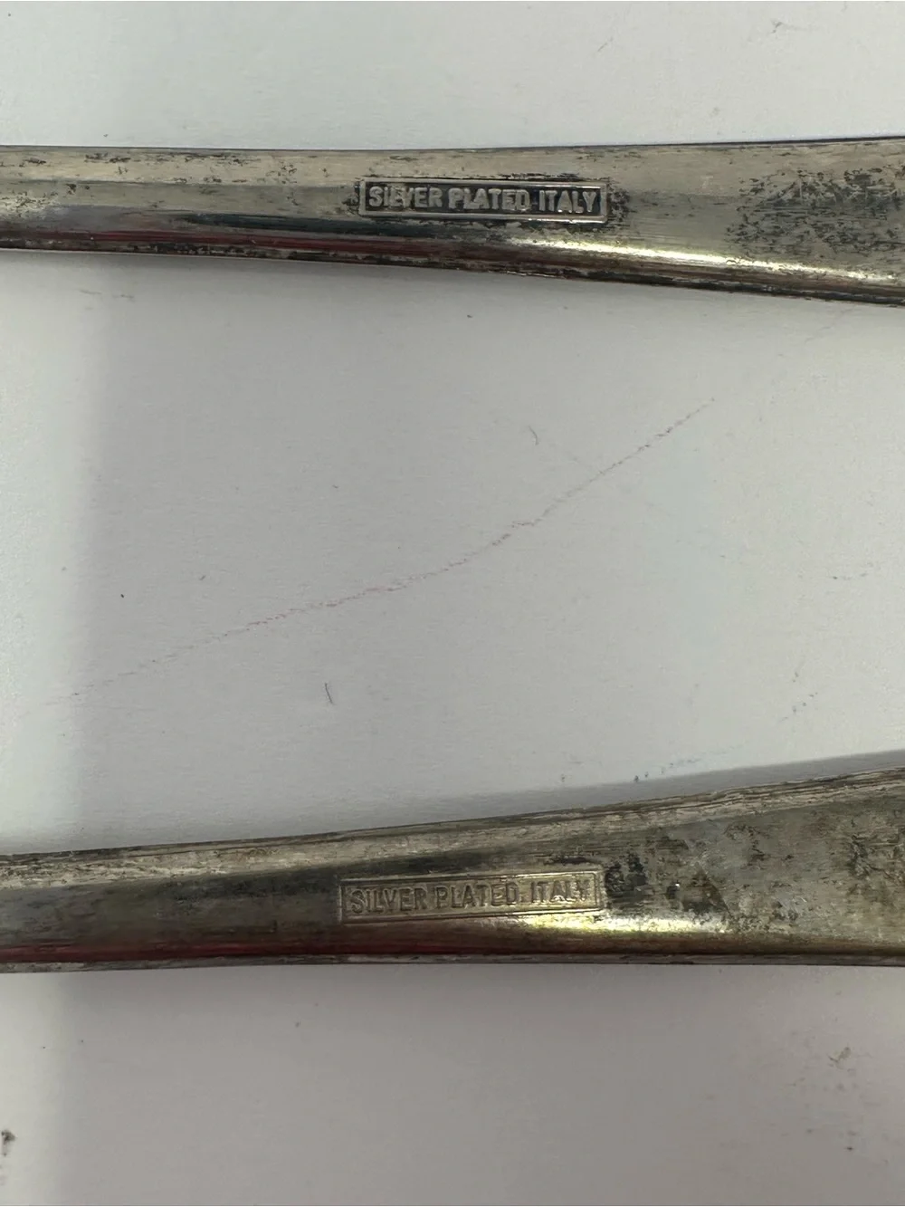 Vintage Italian Silver Plated Salad Fork & Spoon Serving Set 9.5” w/ Patina A1